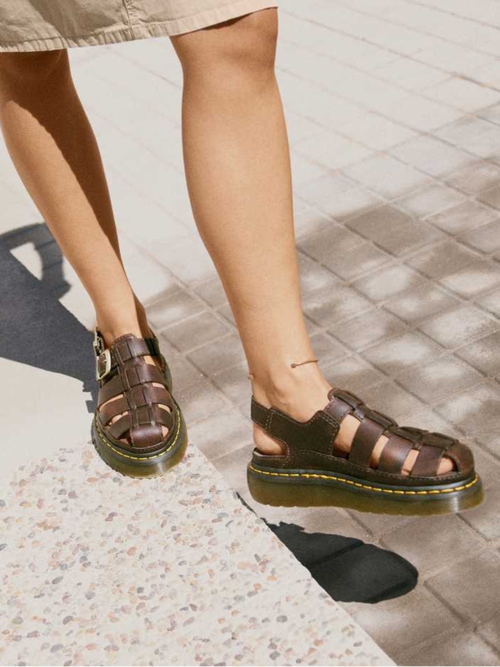 Dr Martens Wrenlie Brown Leather Platform Fisherman Sandals UK 7 US W 9 M 8